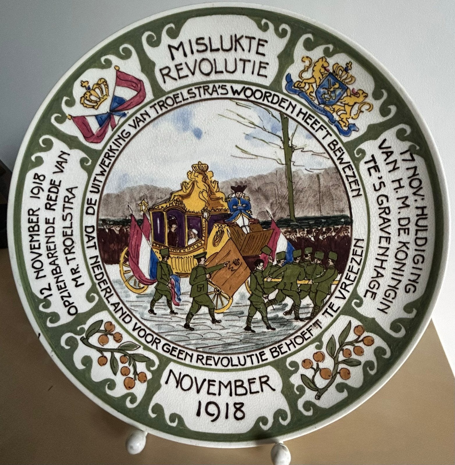 Art nouveau WO1 plateel bord 1918 BACA Enschede, Antiek en Kunst, Verzenden