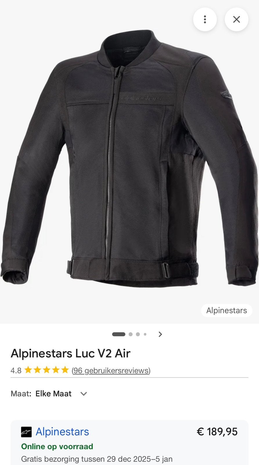 Alpinestars Luc V2 air jas XL, Motoren, Kleding | Motorkleding, Ophalen of Verzenden, Tweedehands, Jas | textiel