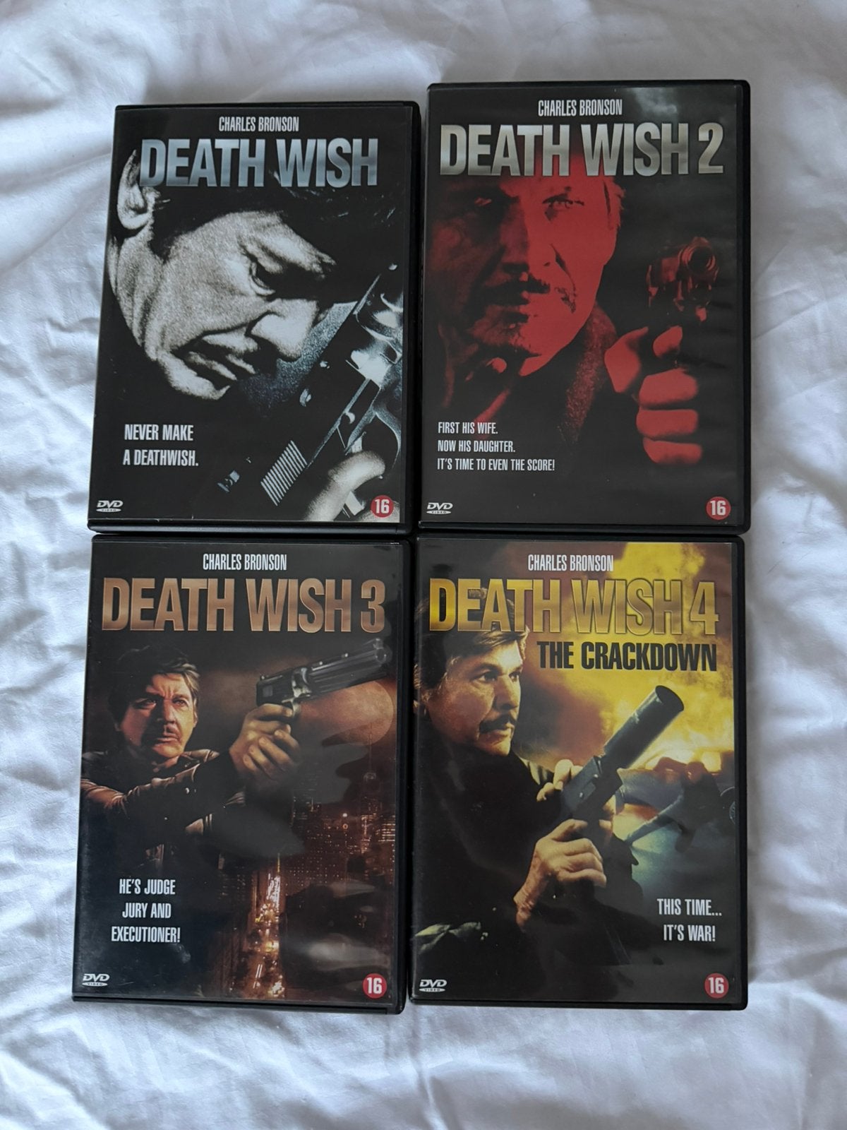 Death Wish 1-4 DVD’s (Charles Bronson), Cd's en Dvd's, Engels, Vanaf 16 jaar, Nederlands, Ophalen of Verzenden