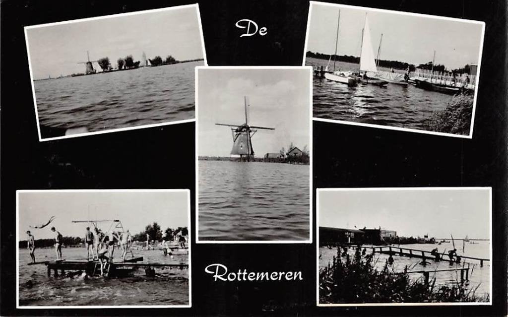 Zevenhuizen De Rottemeren Natuurbad De Roerdomp Molen 1963, Verzamelen, Ansichtkaarten | Nederland, Verzenden, 1960 tot 1980, Ongelopen