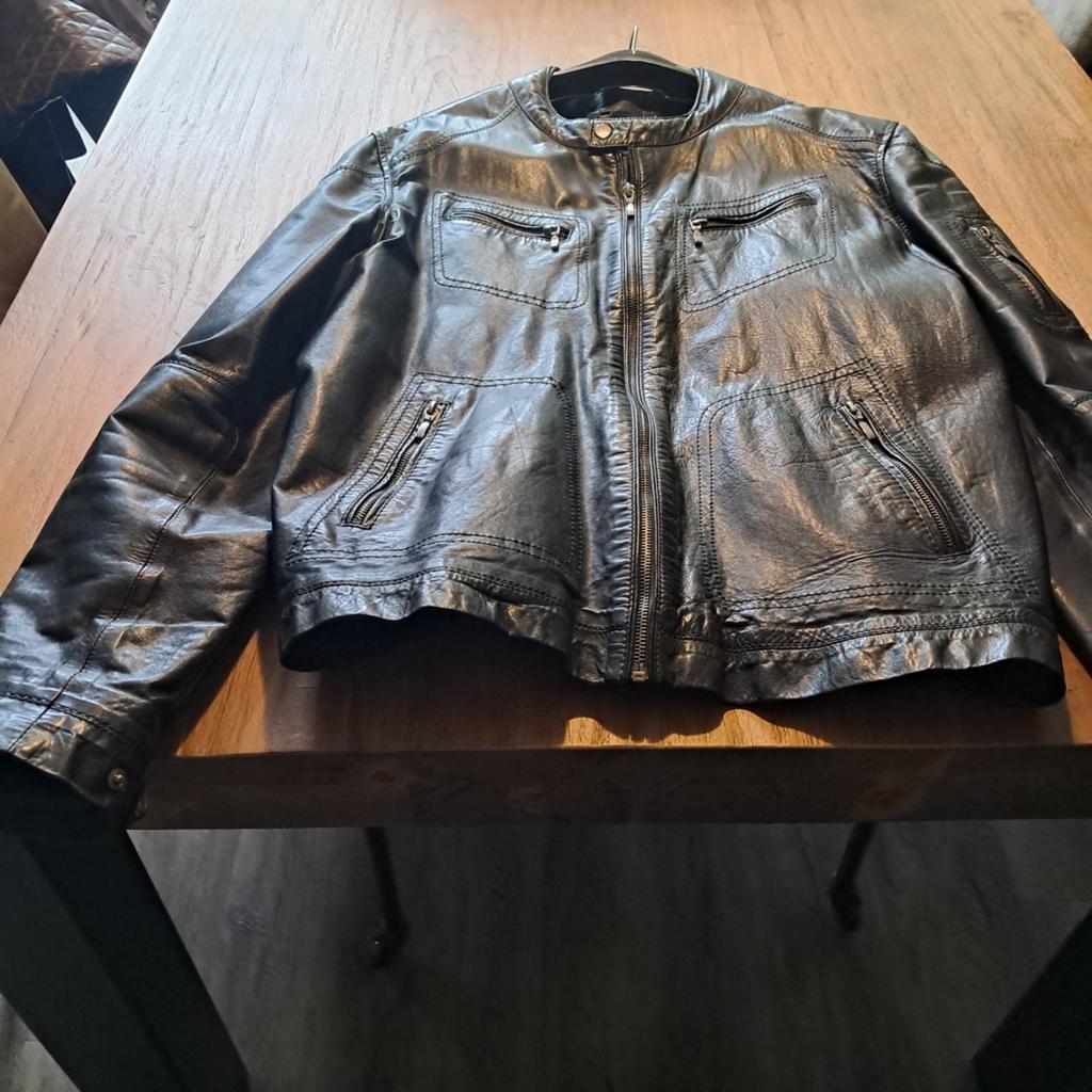Heren leren jas, maat 58, van kalfsleer, Ophalen of Verzenden, Gedragen, Maat 56/58 (XL), Zwart