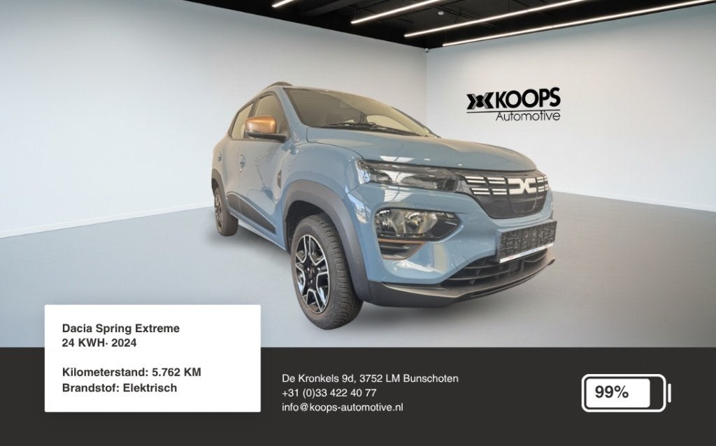 Dacia Spring Electric Extreme 24 KWH SOH 99% | Car play | Cr, Auto's, 0 cilinders, Gebruikt, Zwart, Leder