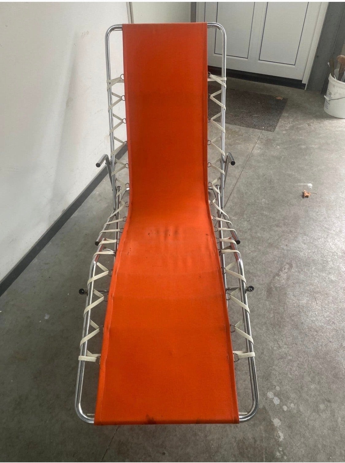 Retro Ligtstoel Oranje - Vintage Design, Ophalen, Gebruikt, Overige kleuren, Metaal