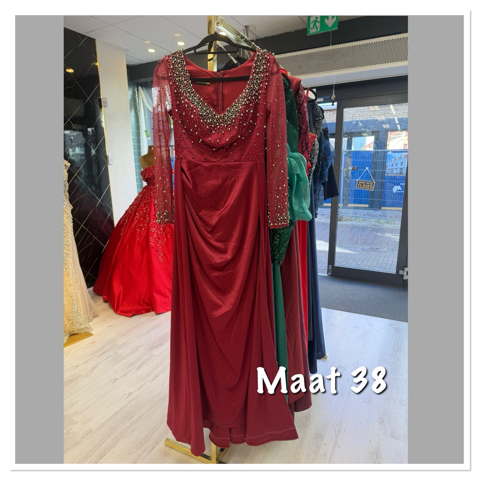 Donkerrode Gala/Avondjurk - Nieuw (Maat 38), Kleding | Dames, Maat 38/40 (M), Nieuw, Ophalen of Verzenden, Rood