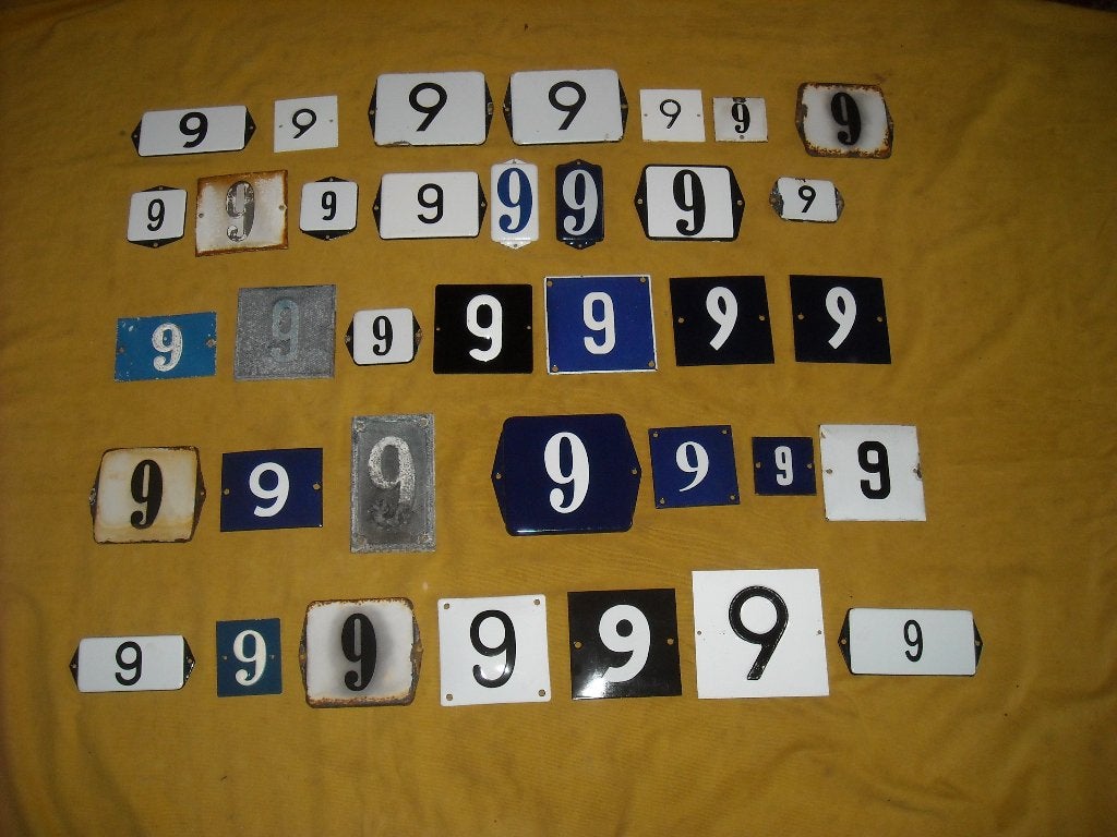 oud emaille huisnummer 9 ook 10 11 12 13 14 15 16 17 18 19 2, Antiek en Kunst, Antiek | Emaille, Ophalen of Verzenden
