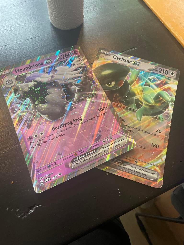 Grote Pokémon EX Kaarten: Houndstone EX & Cyclizar EX, Ophalen of Verzenden, Zo goed als nieuw