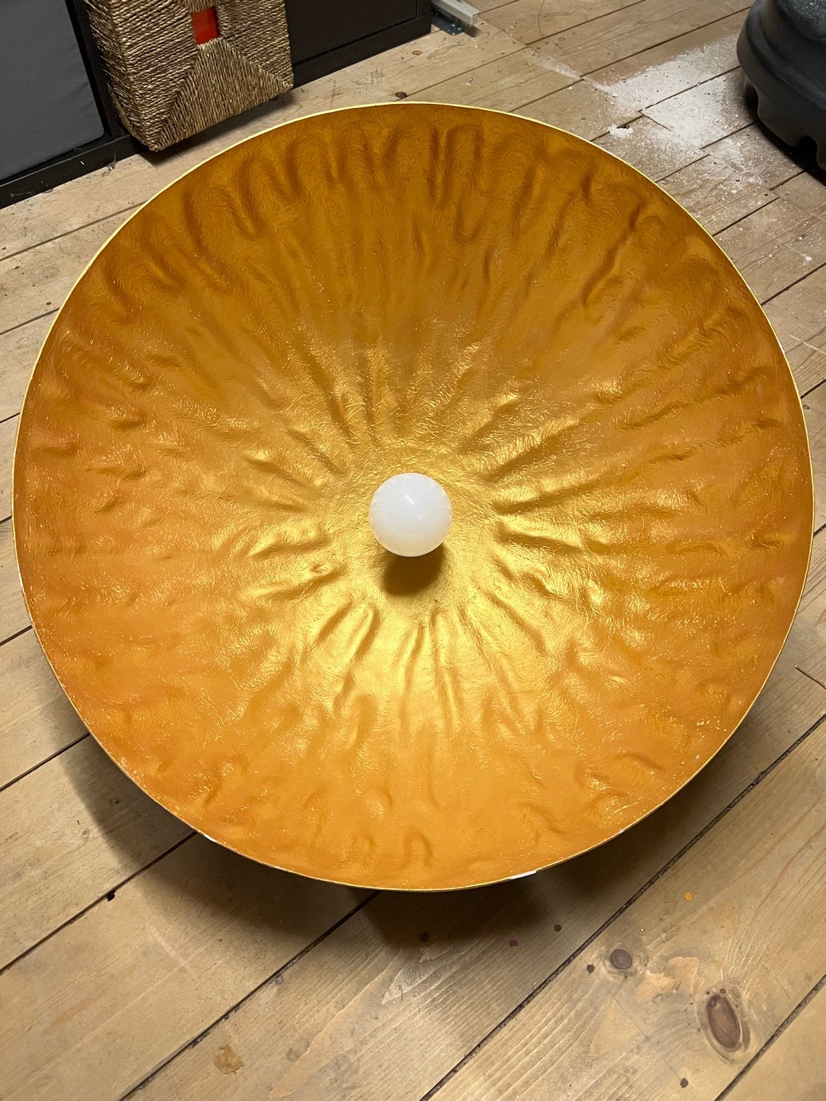 Grote gouden hanglamp E27, max 60W, Huis en Inrichting, Lampen | Hanglampen, Ophalen, Gebruikt, Metaal, E27 (groot)