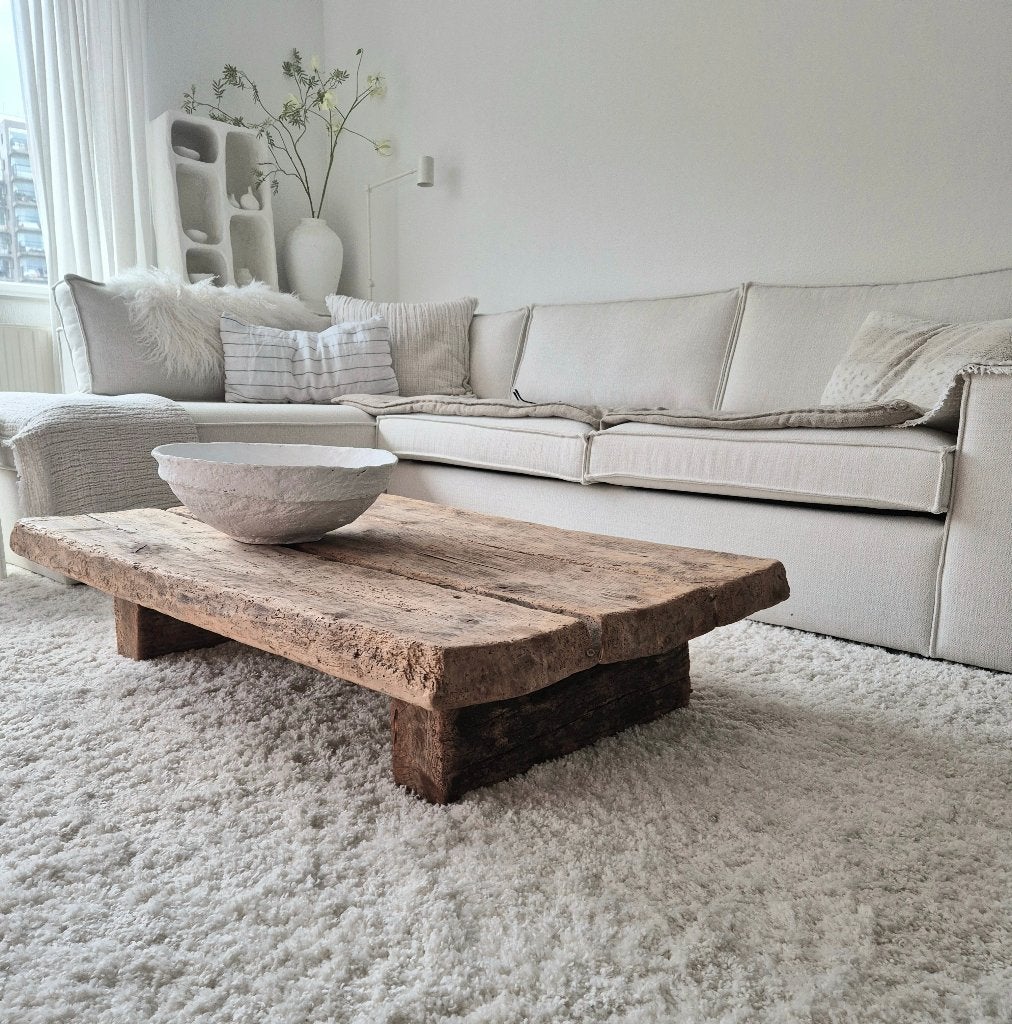 Oude houten salontafel tafel authentiek india ibiza stijl, Ophalen
