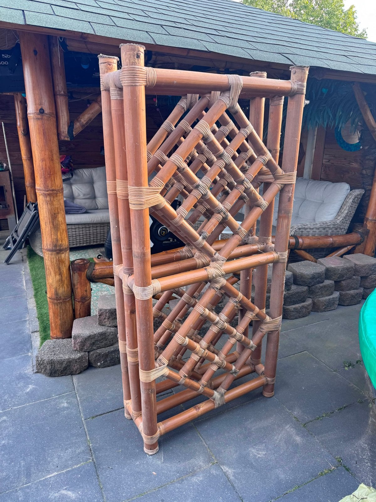 Bamboe wijnrek/plantenrek 170x70 cm, Ophalen, Gebruikt, Boho, Natuurlijk materiaal