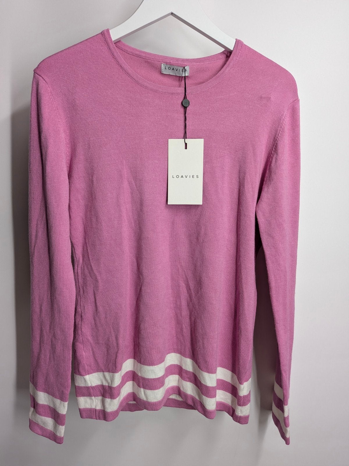 Loavies trui roze wit katoen maat L nieuw (3298*), Maat 38/40 (M), Loavies, Nieuw, Ophalen of Verzenden