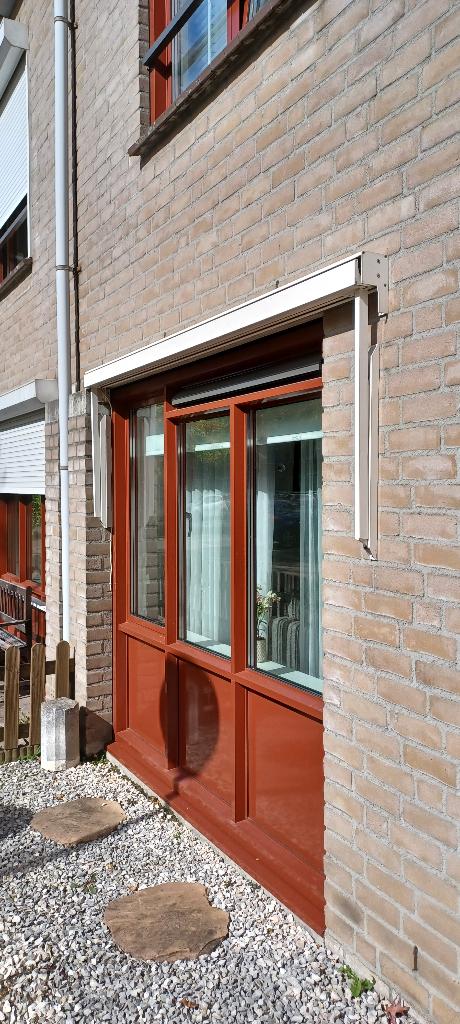 Uitvalscherm type Carré Somfy, Tuin en Terras, Zonneschermen, Ophalen, Elektrisch, Zo goed als nieuw, 150 tot 300 cm