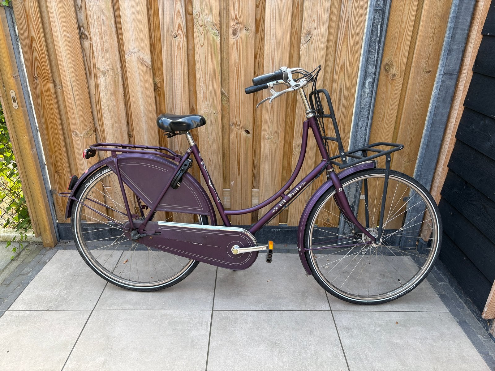 Batavus old dutch damesfiets (paars) met voordrager, Fietsen en Brommers, Ophalen, 53 tot 56 cm, Velgrem, Versnellingen