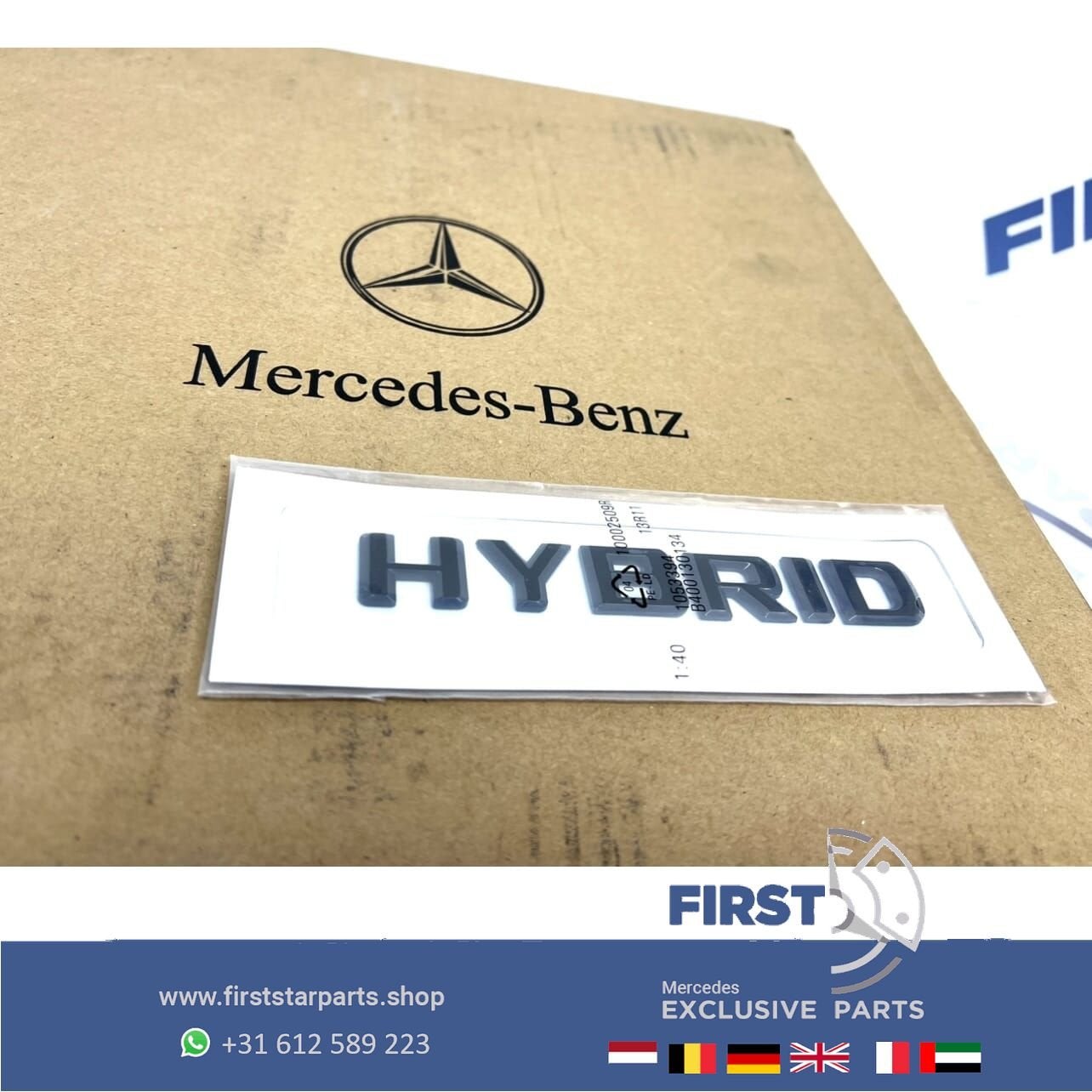 Mercedes HYBRID ACHTERKLEP BADGE origineel Mercedes HYBRIDE, Gebruikt, -, Ophalen of Verzenden, Achter
