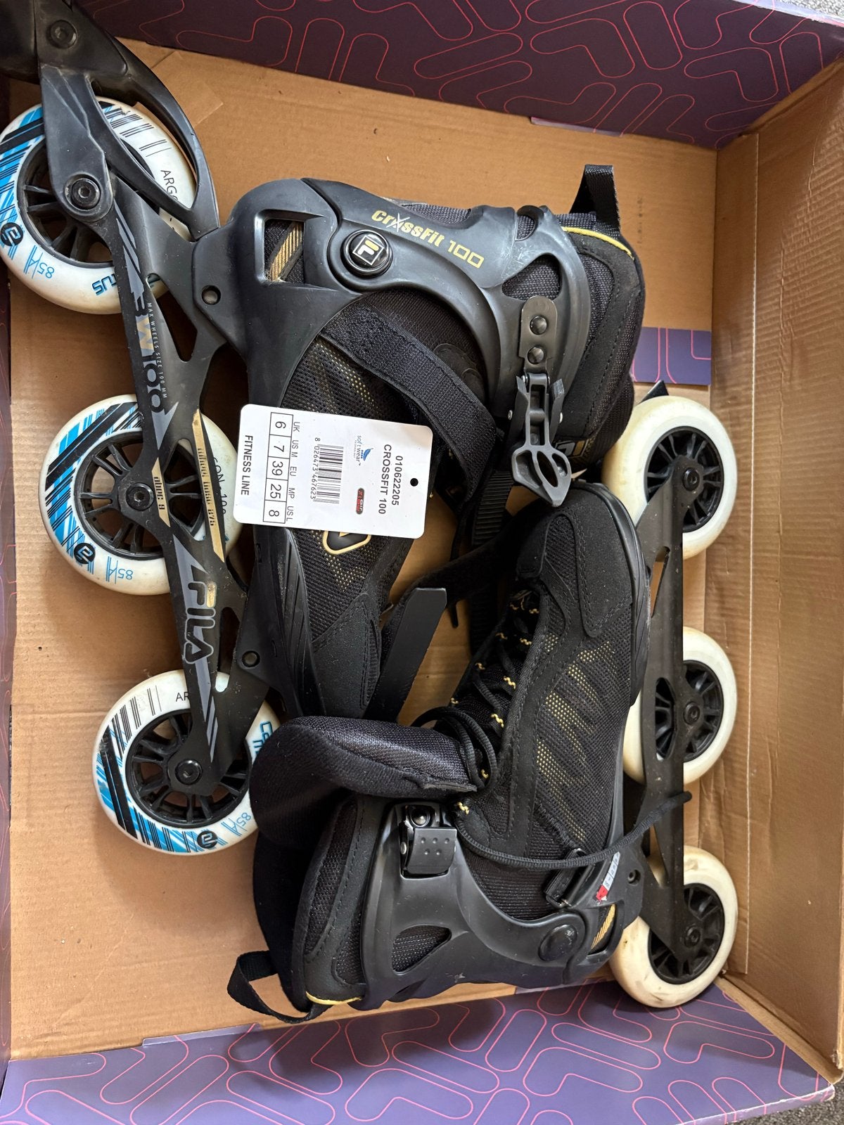 Fila Crossfit 100 Inline Skates zwart/goud - Maat 39, Gebruikt, Overige typen, Ophalen, Overige merken
