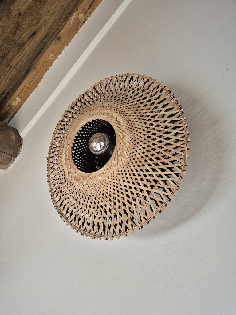 Set van 4 Good & Mojo Kalimantan Bamboewandlampen Ø 44 cm, Ophalen, Natuurlijk materiaal, Zo goed als nieuw, Overige merken