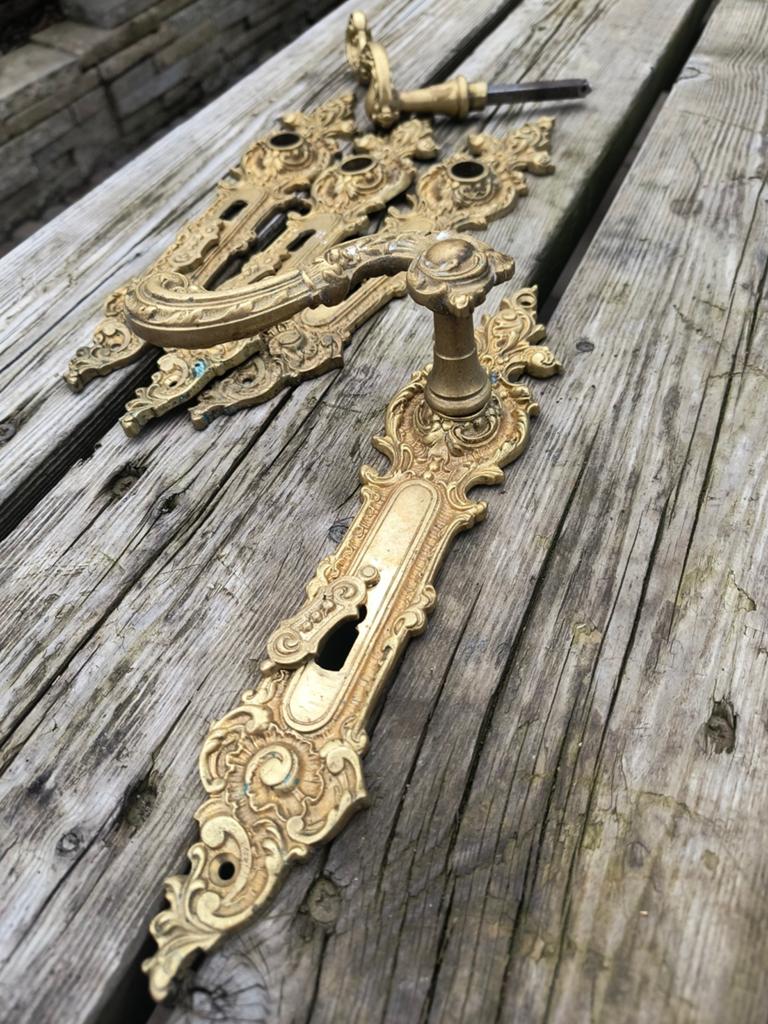Antiek deur beslag, Ophalen of Verzenden, Koper of Messing, Klink of Kruk