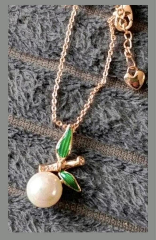 Ketting tak parel, Verzenden, Nieuw, Goud, Met hanger