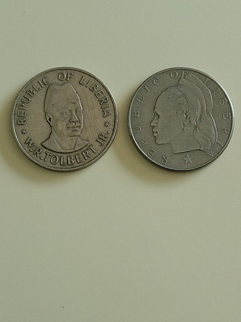 2 Liberia coins 1976 i 1 dollar 1960, Ophalen of Verzenden, Overige landen