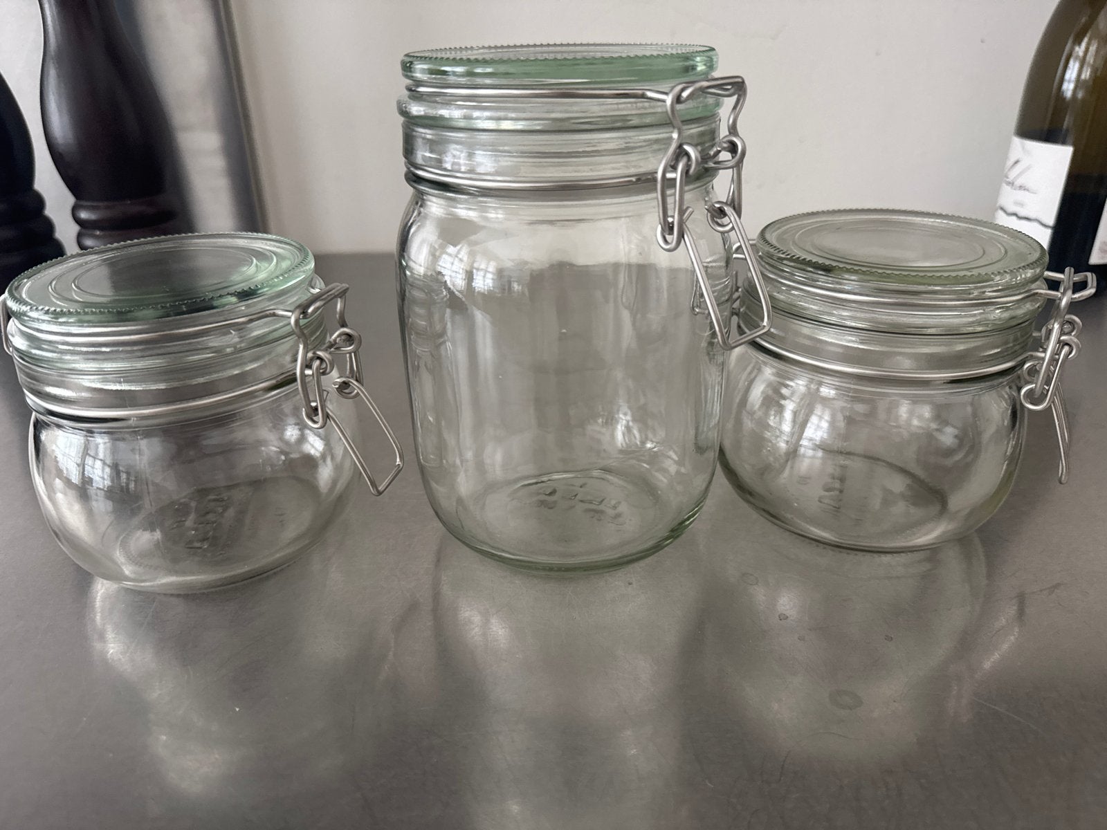 IKEA voorraadpotten met beugelsluiting - set van 3, IKEA, Ophalen of Verzenden, Voorraadpot, Glas