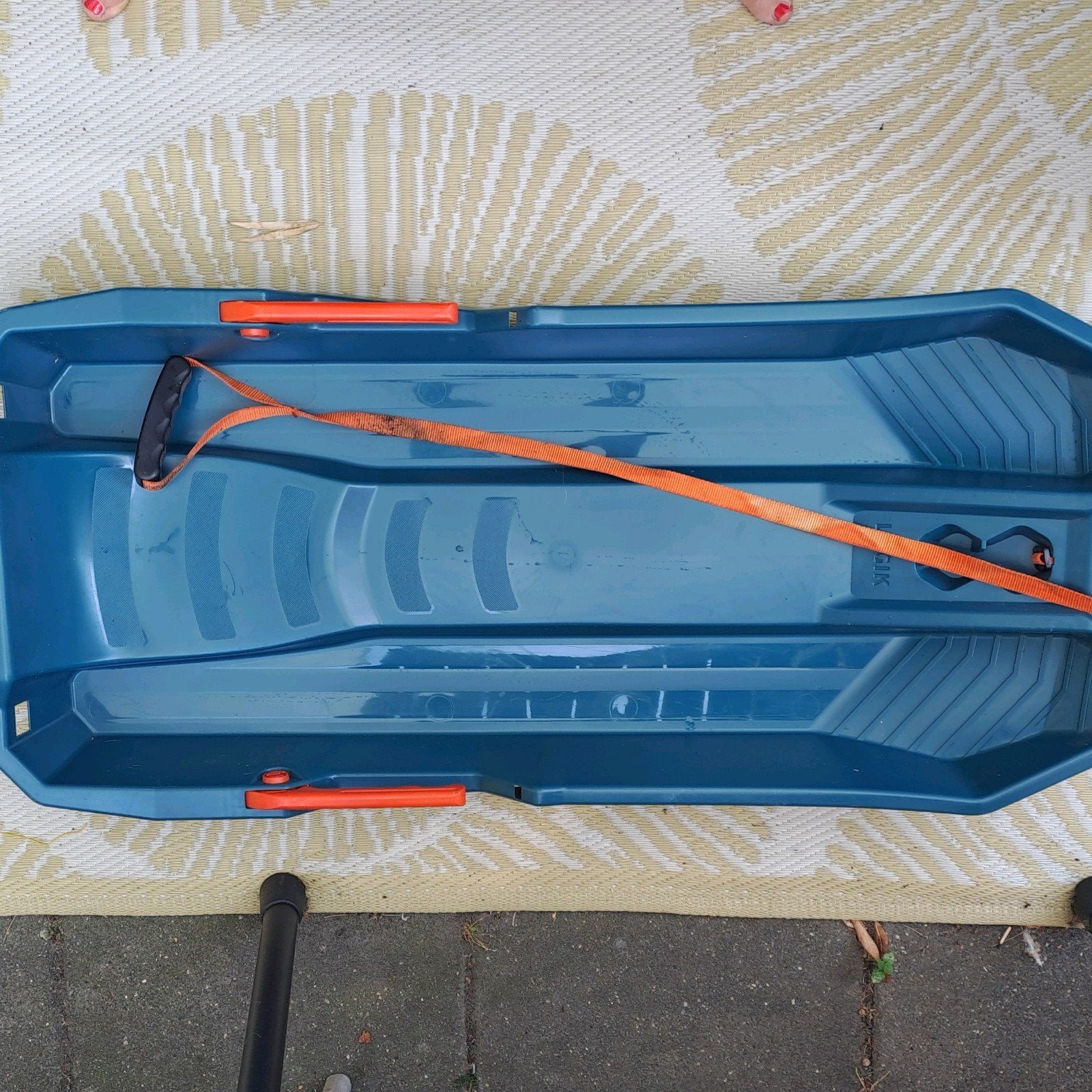 Blauwe slee met trekkoord en handvatten, Kinderen en Baby's, Speelgoed | Buiten | Sleeën, Ophalen, Gebruikt
