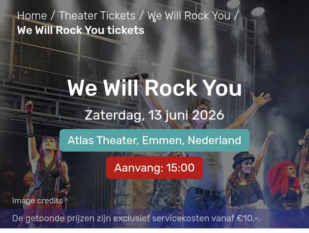 We will Rock you  in Emmen, Tickets en Kaartjes, Twee personen