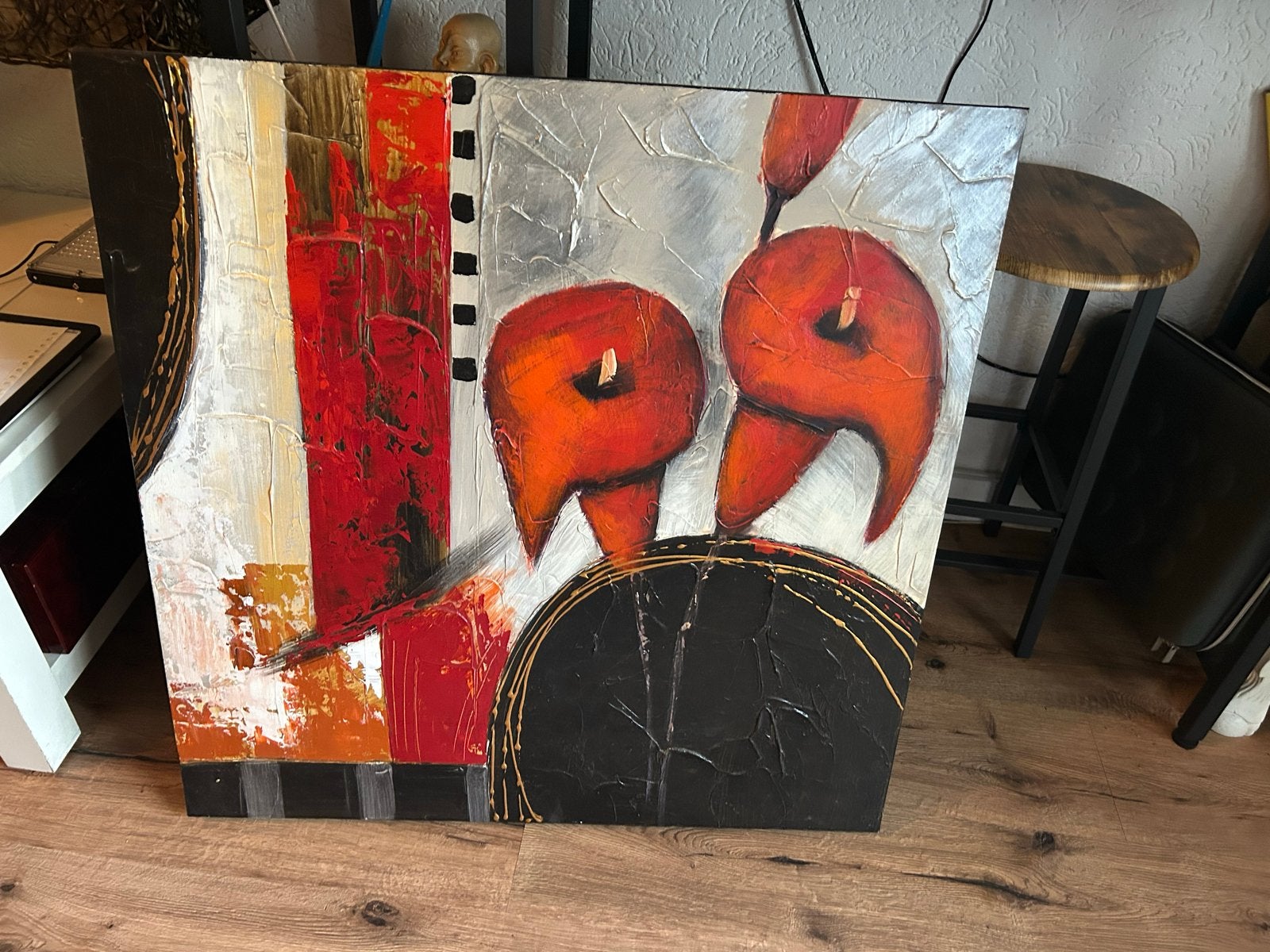 Abstract Schilderij - Cobra Art Company - Rood/Zwart, Antiek en Kunst, Ophalen of Verzenden