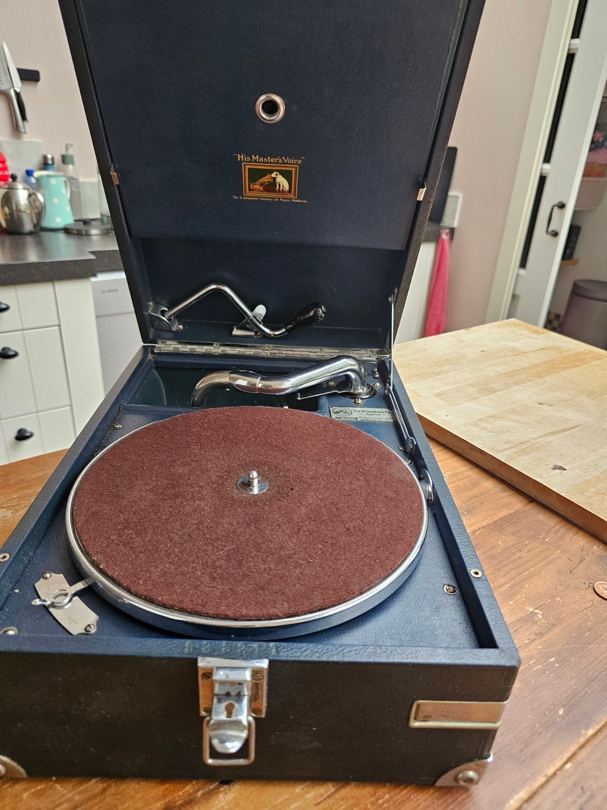 Antieke His Master's Voice Grammofoon (Draagbaar), Ophalen of Verzenden, Overige merken