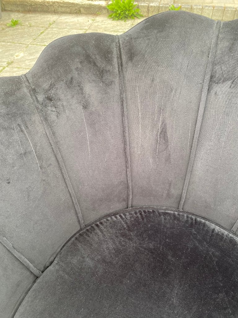Stoel Fauteuil zwart fluweel, Ophalen, Gebruikt, Zwart, Onbekend
