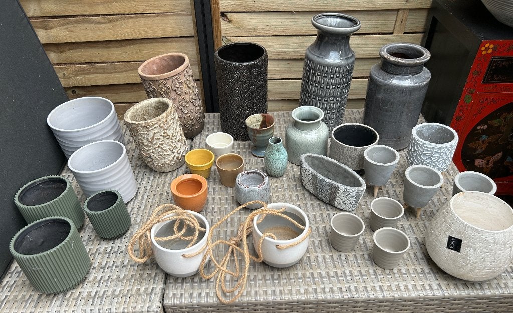 Diverse bloempotten en vazen - Grote collectie, Huis en Inrichting, Ophalen, Zo goed als nieuw, Steen/keramiek