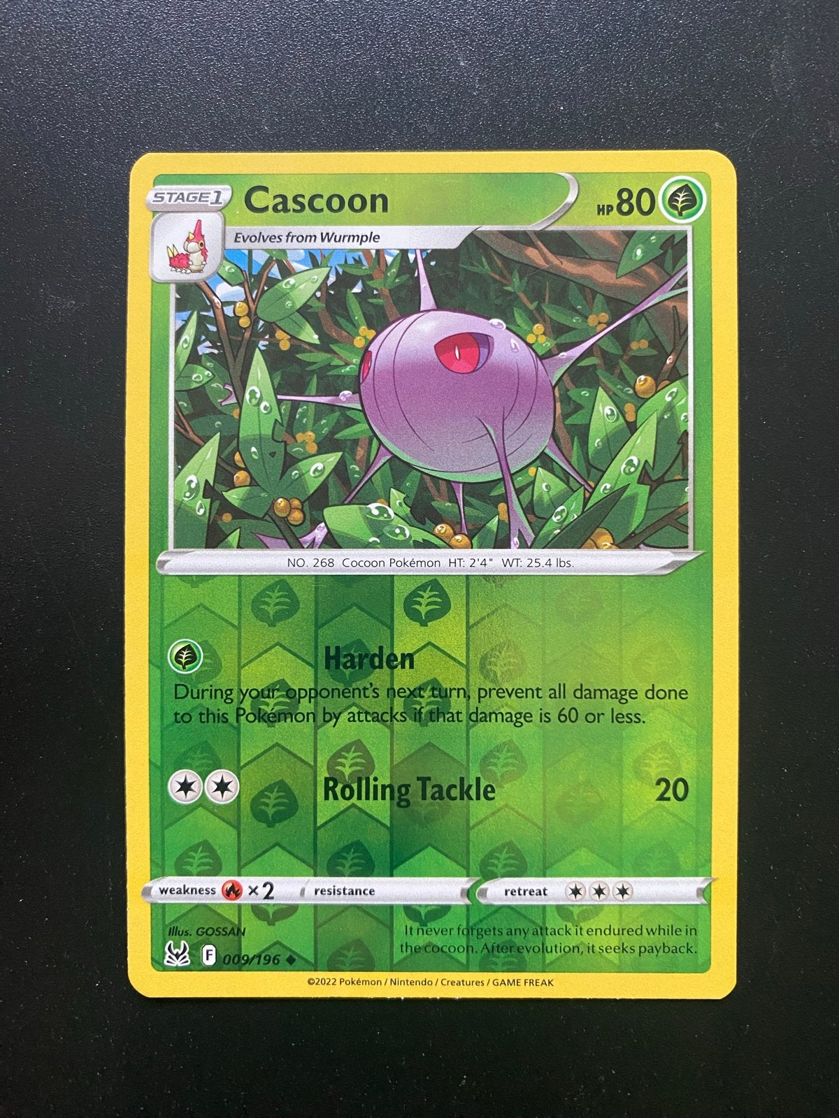 Cascoon 009/196 Reverse Holo Pokémon Lost Origin, Ophalen of Verzenden, Zo goed als nieuw, Losse kaart, Foil