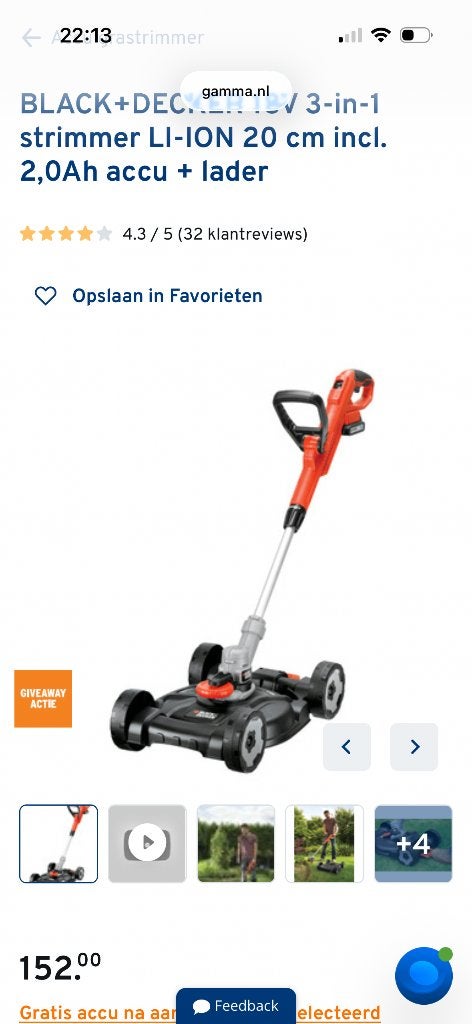 Nieuw Black + Decker 3 in 1 trimmer grasmaaier kantsnijder, Ophalen, Nieuw, Accu-grasmaaier, Black & Decker