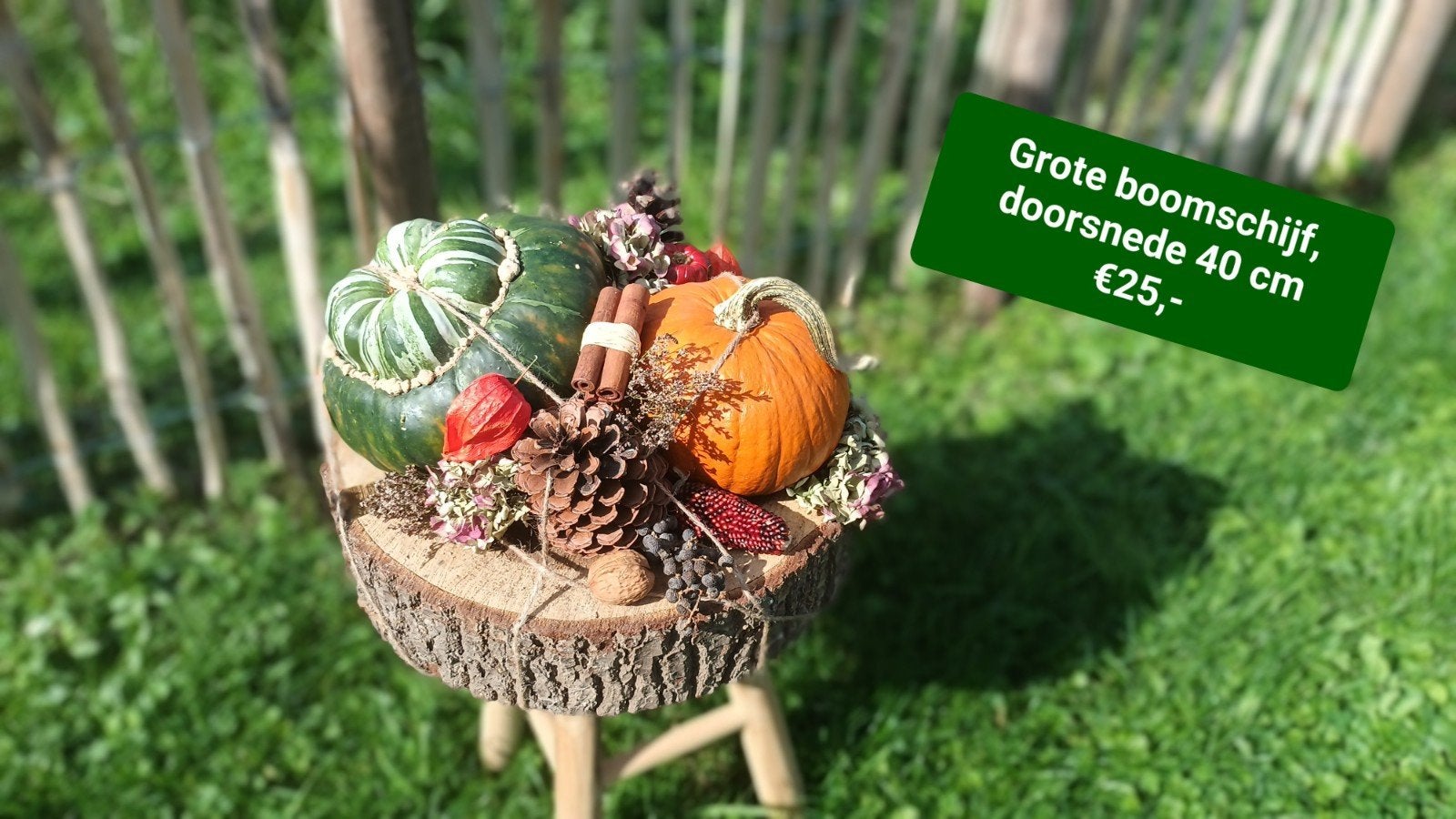Herfststuk met kalebassen, Huis en Inrichting, Ophalen, Nieuw, Hout, Landelijk