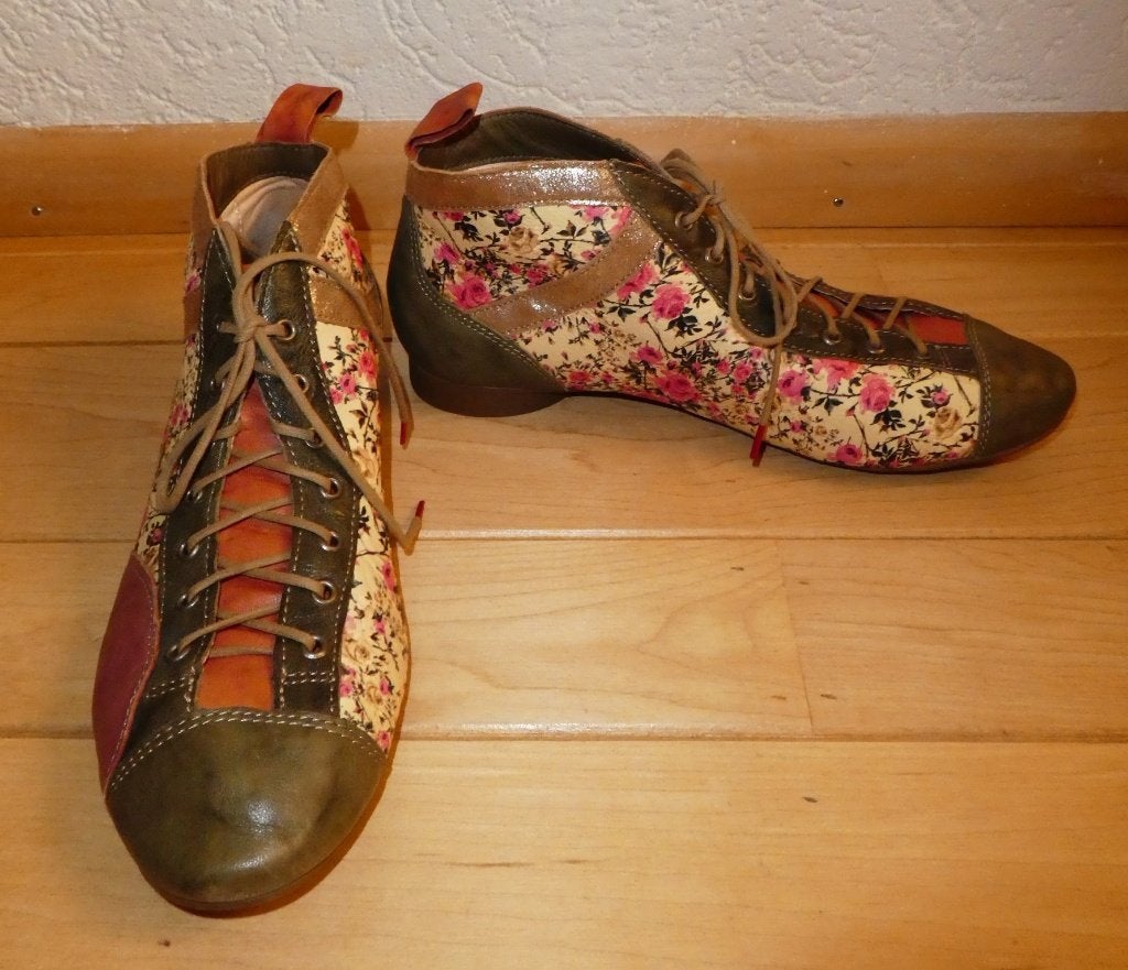 Think! enkellaarzen maat 38 GUAD-2 bloemen groen bruin roze, Overige kleuren, Verzenden, Think!, Lage of Enkellaarzen