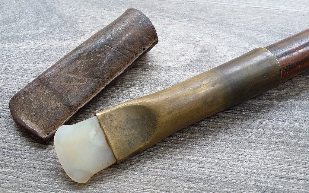 19 de eeuw AGAAT Bladgoud Blad Goud Polijststeen Wrijfsteen, Ophalen of Verzenden