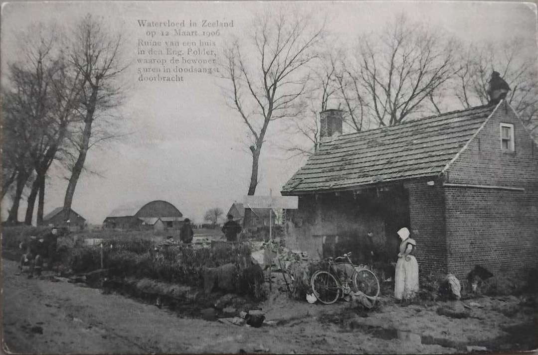 1906 - Stormvloed Zeeland (Engelse Polder) - Gelopen, Ophalen of Verzenden, Voor 1920, Gelopen, Zeeland