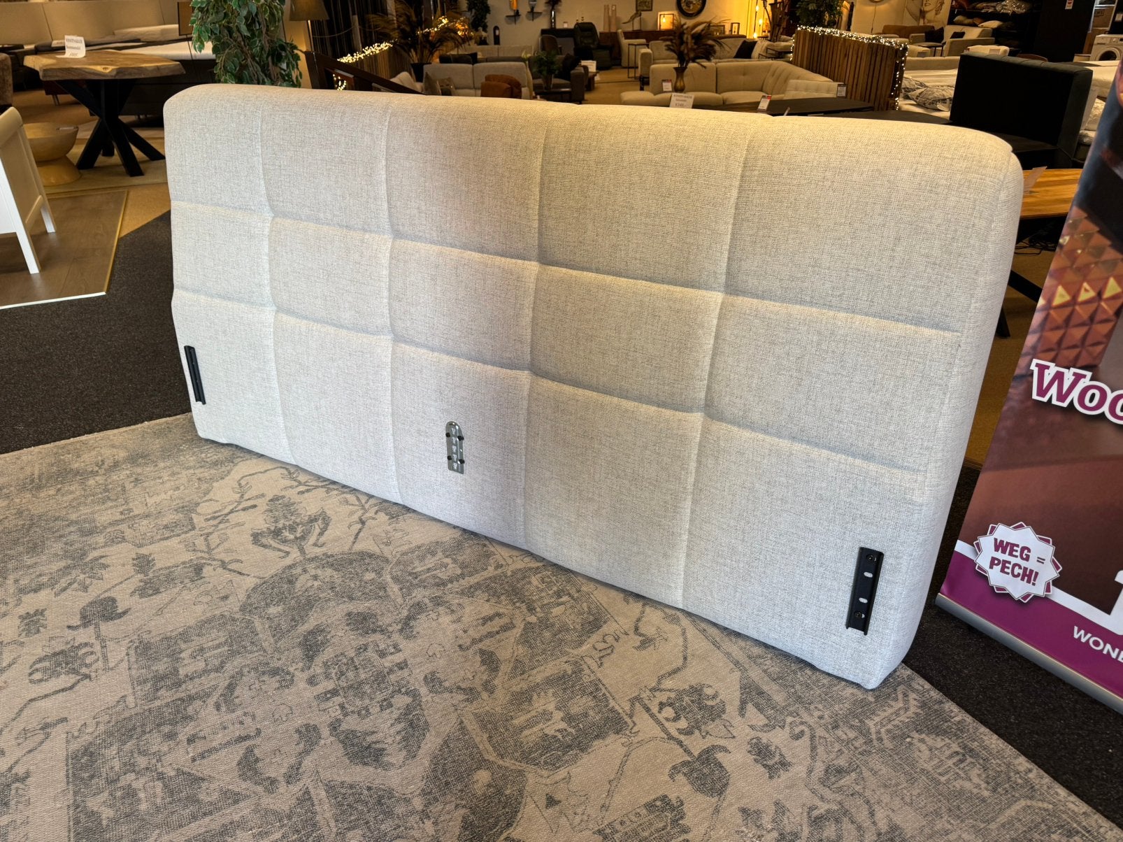 Hoofdbord 210x20/30x100CM  Beige Direct/ leverbaar, Ophalen, Beige, #Hoofdbord#Bedden#Boxspring#Ledikant#Beige, 190 cm of minder