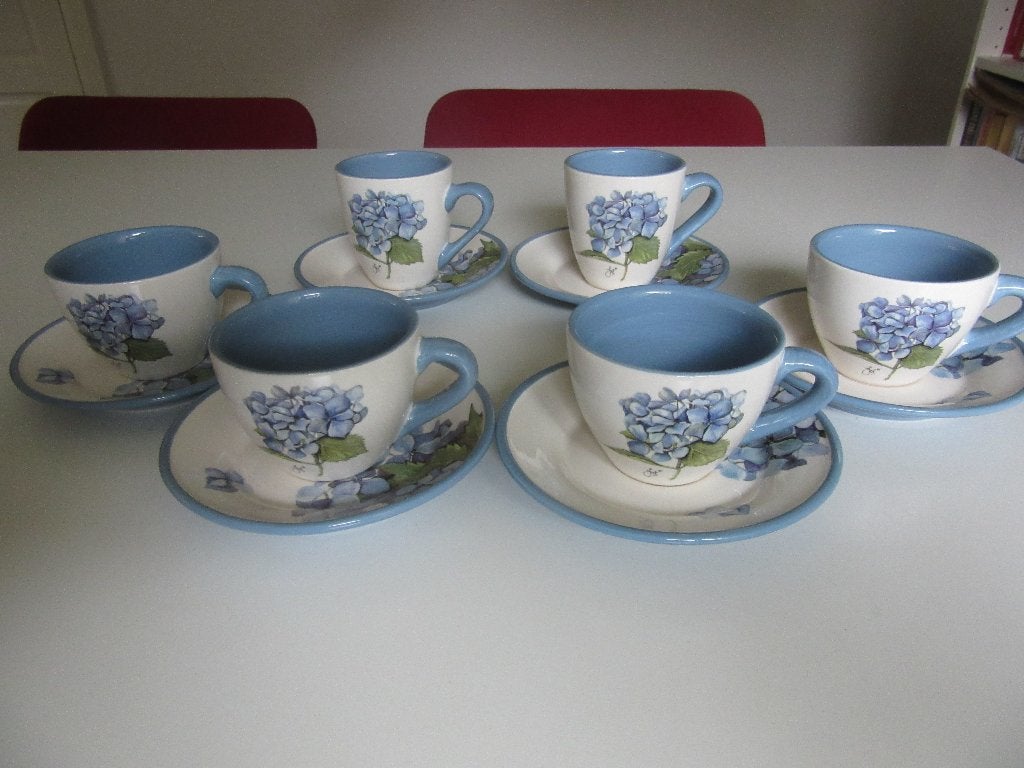 Jet by Ter Steege JTS 6x Hortensia Kop en Mok Schotel Nieuw, Keramiek, Nieuw, Ophalen of Verzenden, Overige stijlen