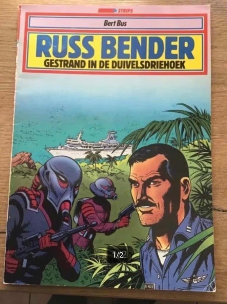 Russ Bender:gestrand in de duivelsdriehoek door Bert Bus, Eén stripboek, Ophalen of Verzenden, Gelezen