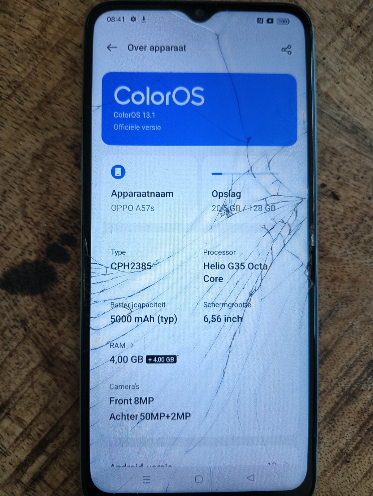 OPPO A57s - Gebarsten scherm - Werkt nog, Ophalen of Verzenden, 6 megapixel of meer