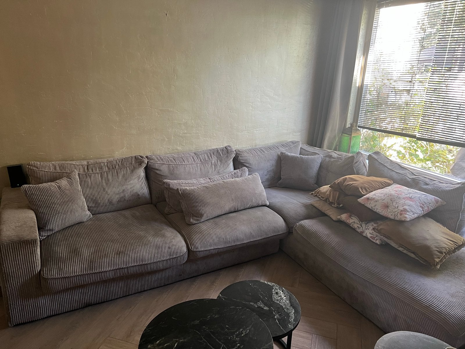 Lounge rib bankstel - Grote comfortabele hoekbank, Huis en Inrichting, Gebruikt, 100 tot 125 cm, Hoekbank, 300 cm of meer