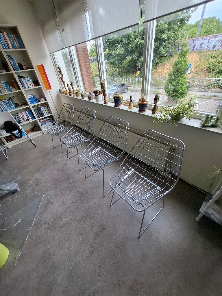 Set van 4 metalen draadstoelen - Modern design, Ophalen, Gebruikt, Overige kleuren, Vier