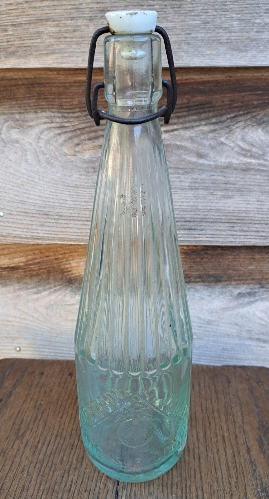 Antieke limonade fles porseleinen beugel sluiting glas Frans, Ophalen of Verzenden