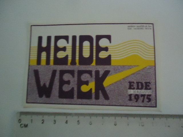 sticker 1975 Heideweek EDE amkor zeefdruk retro  jaren 70, Verzenden, Zo goed als nieuw