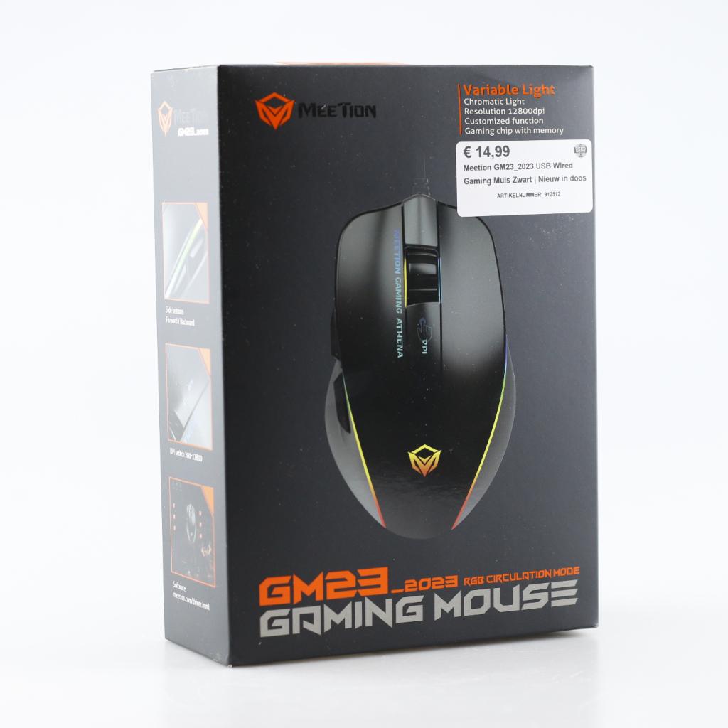 Meetion GM23 2023 USB Wired Gaming Muis Zwart | Nieuw in doo