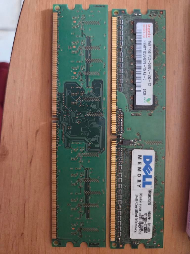 Hynix DDR2 RAM 2x1GB (2GB totaal) - Werkgeheugen, Gebruikt, Ophalen of Verzenden, DDR2, Desktop