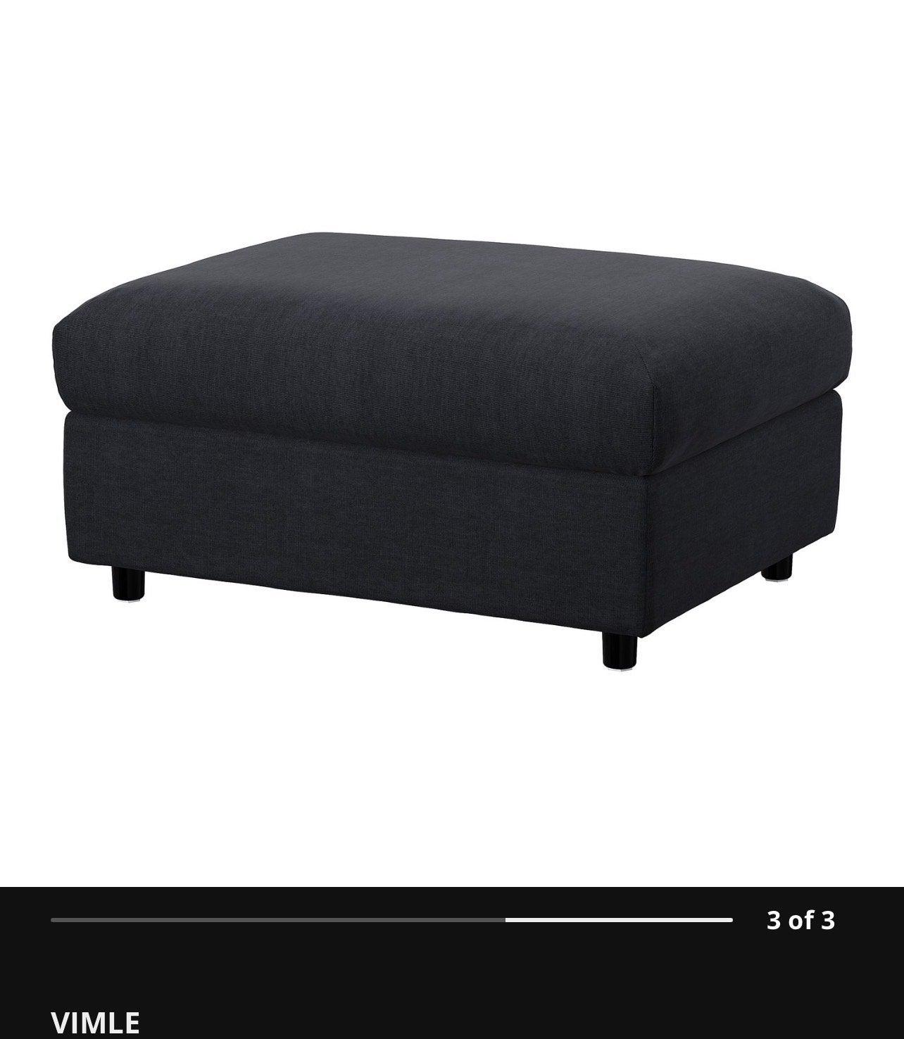 IKEA VIMLE Voetenbank met opbergruimte, Donkerblauw, Ophalen, 50 tot 75 cm, Zo goed als nieuw, 75 tot 100 cm