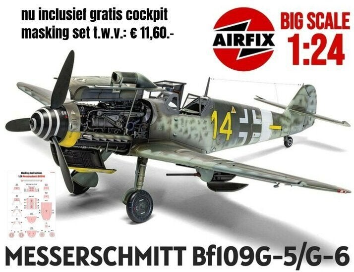 AIRFIX MESSERSCHMITT BF109G-5/G-6 (GROOTMODEL) 1:24, Overige merken, Verzenden, Nieuw, Groter dan 1:72