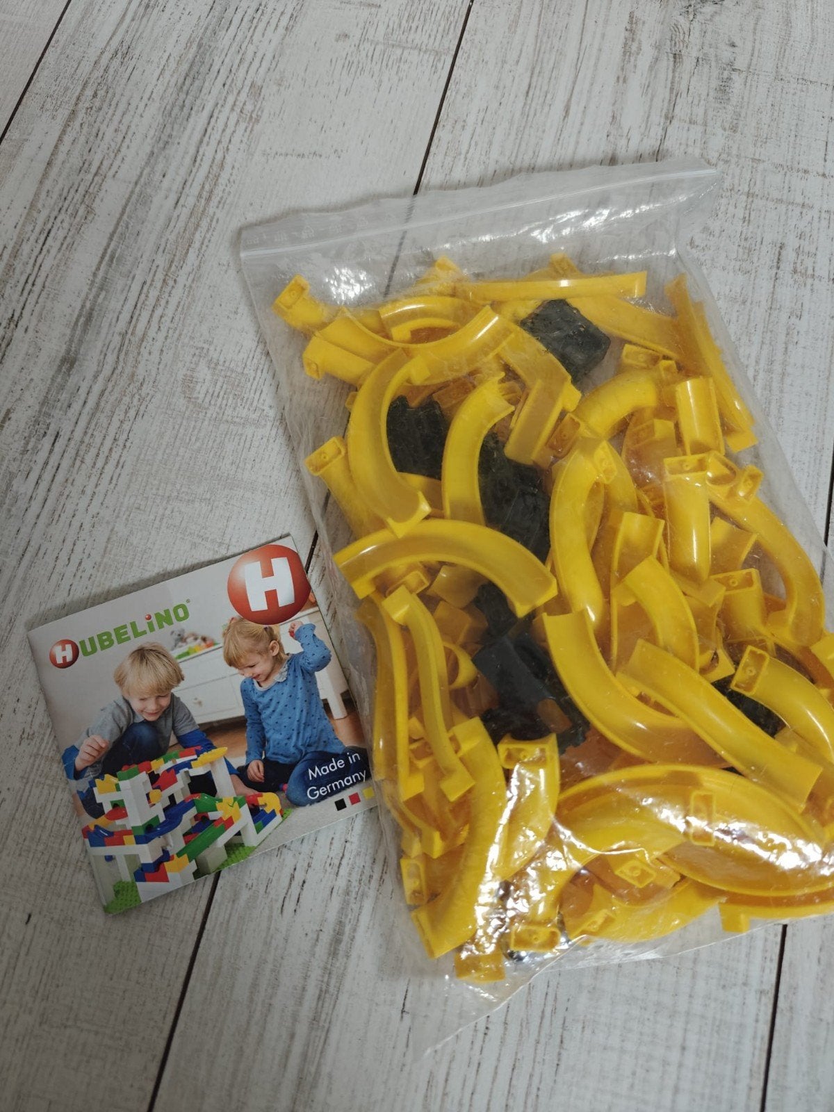 Hubelino knikkerbaan uitbreiding 93 bouwstenen 4 knikkers, Kinderen en Baby's, Ophalen of Verzenden, Zo goed als nieuw, Overige merken