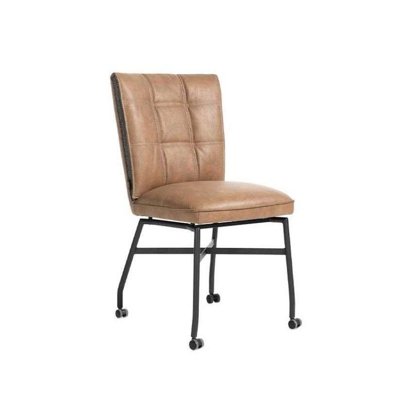 4/8Nieuwe Stoelen, met Wielen en Greep, Cognac+oker Eden H&H, Huis en Inrichting, Stoelen, Ophalen, Bruin, Nieuw, Stof