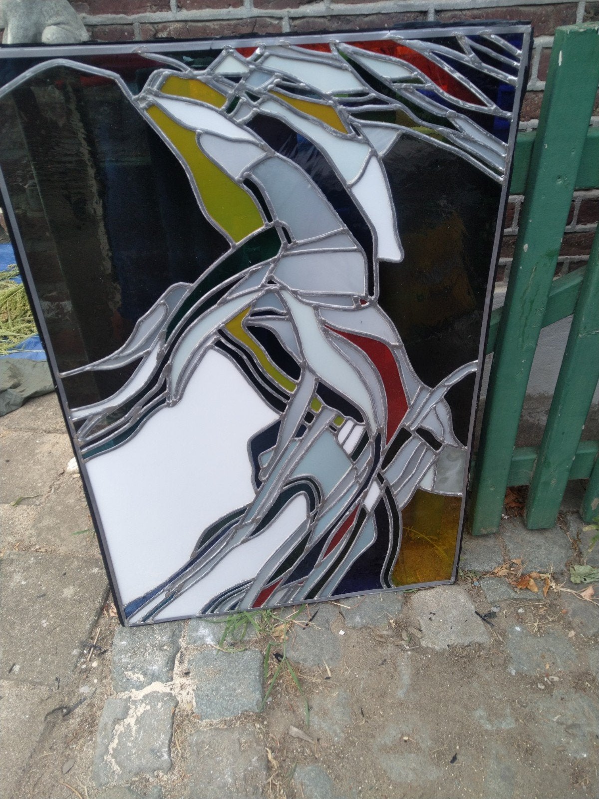 Uniek Glas-in-lood Kunstwerk - Abstract Design, Huis en Inrichting, Ophalen, Gebruikt, Meerkleurig, Modern